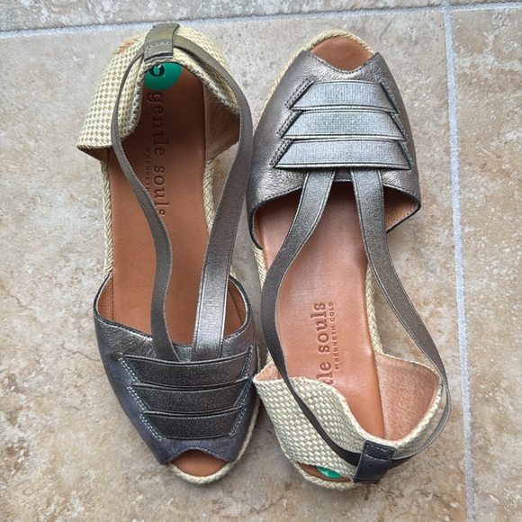 Gentle Souls by Kenneth Cole Lena Espadrilles Slip-on Sandals Leather Textile 8 - Picture 8 of 12